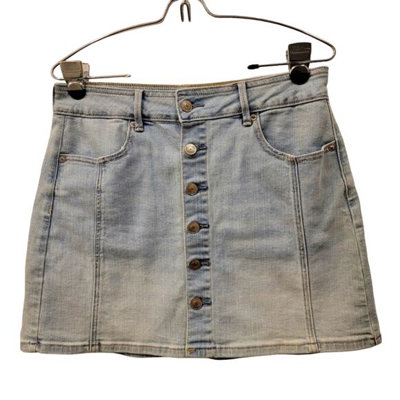 American Eagle High Waist A-Line Denim Skirt Light Wash - Picture 6 of 8